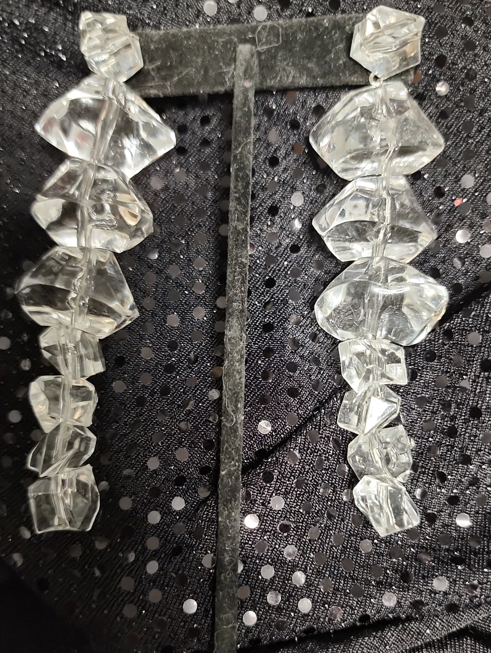 Clear Lucite Ice Dangle Earrings Chunky Faceted Crystal Resin Light Weight 4inch